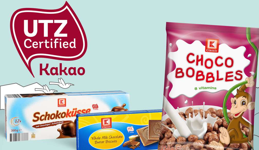 Шоколадовите продукти с марката K-Classic, сертифицирани по UTZ, допринасят за щадящо околната среда добиване на какао. Шоколадови продукти с марката K-Classic