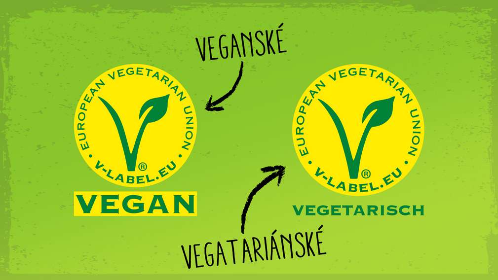 Okamžitě a snadno poznáme vegetariánské a veganské produkty. Označení písmenem V na vegetariánských a veganských produktech