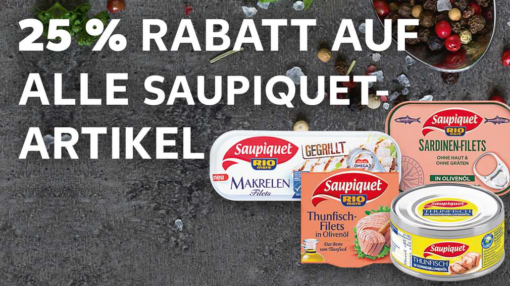 Rabattaktion: 25 Prozent Rabatt auf alle Saupiquet-Artikel Rabattaktion: 25 Prozent Rabatt auf alle Saupiquet-Artikel