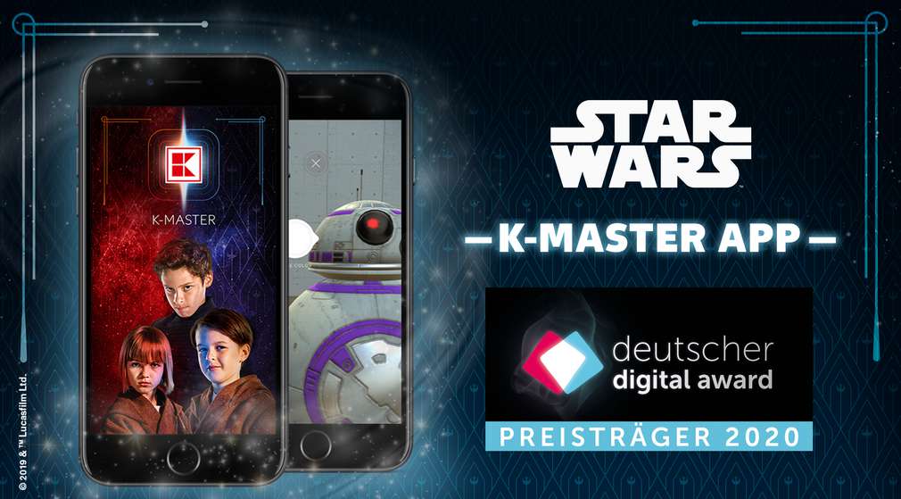 Abbildung: Handy mit K-Master-App von STAR WARS; ausgezeichnet mit dem deutschen digital Award Abbildung: Handy mit K-Master-App von STAR WARS; ausgezeichnet mit dem deutschen digital Award