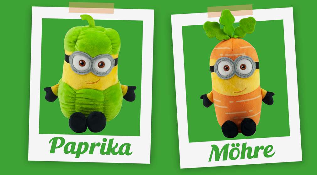 Minions-Plüschfiguren Paprika und Möhre Minions-Plüschfiguren Paprika und Möhre
