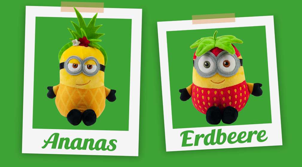 Minions-Plüschfiguren Ananas und Erdbeere Minions-Plüschfiguren Ananas und Erdbeere