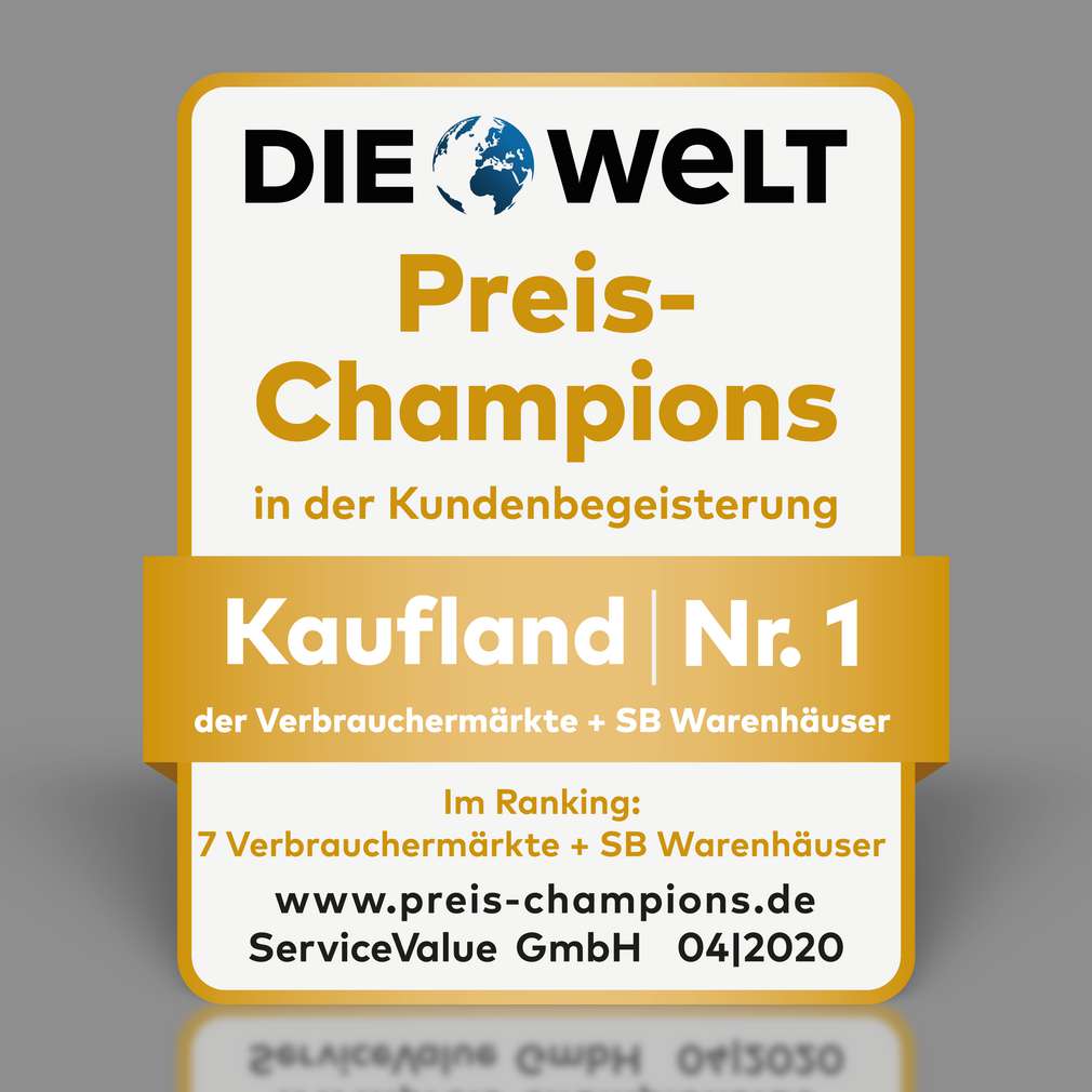 Logo-Abbildung Die Welt - Preischampions Kaufland Nr. 1 im Breich Verbrauchermärkte + SB Warenhäuser Logo-Abbildung Die Welt - Preischampions Kaufland Nr. 1 im Breich Verbrauchermärkte + SB Warenhäuser