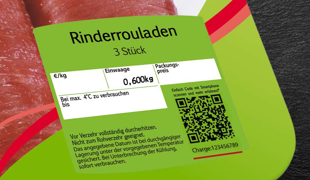 QR-Code auf dem Etikett einer K-Purland Frischebox QR-Code auf dem Etikett einer K-Purland Frischebox