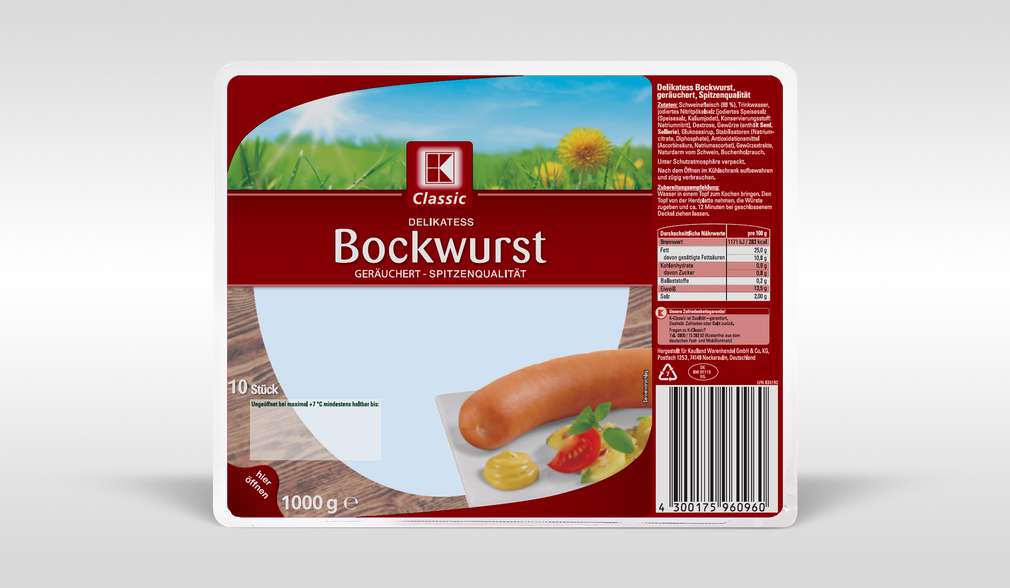 Produktrückruf: K-Classic Delikatess Bockwurst Produktrückruf: K-Classic Delikatess Bockwurst