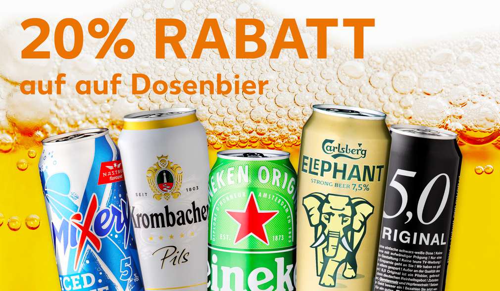 20 Prozent Rabatt auf Dosenbier 20 Prozent Rabatt auf Dosenbier