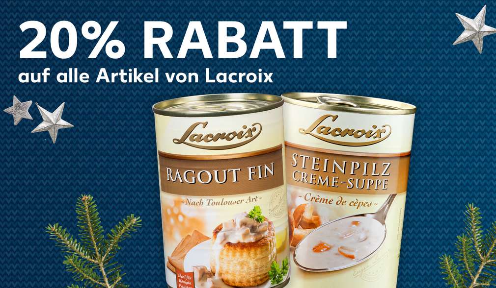 Rabattaktion: 20 Prozent Rabatt auf alle Artikel von Lacroix Rabattaktion: 20 Prozent Rabatt auf alle Artikel von Lacroix
