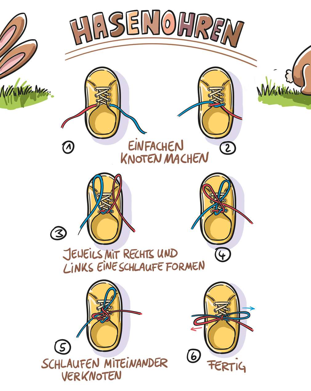 Anleitung für Schnürmethode „Hasenohren” Anleitung für Schnürmethode „Hasenohren”
