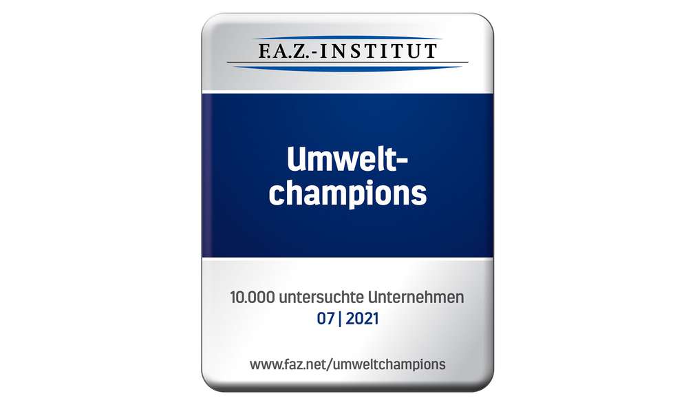 Signet: Umweltchampions; Logo: F.A.Z.-Institut Signet: Umweltchampions; Logo: F.A.Z.-Institut