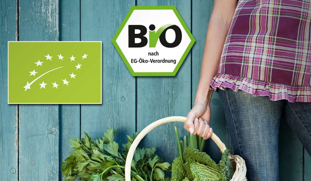 Daran erkennen Sie unsere K-Bio-Produkte. Bio-Logos vor Hintergrund