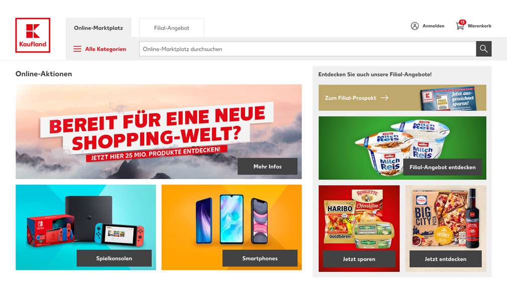 Ansicht des Online-Marktplatzes auf kaufland.de Ansicht des Online-Marktplatzes auf kaufland.de