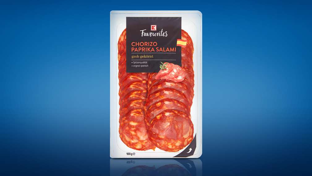 K-Favourites чоризо Изображение на опаковка колбас чоризо слайс K-Favourites Chorizo