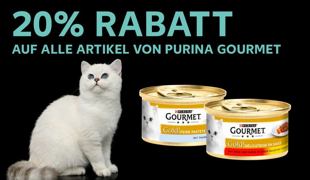 Rabatt: 20 Prozent Rabatt auf alle Artikel von Purina Gourmet Rabatt: 20 Prozent Rabatt auf alle Artikel von Purina Gourmet