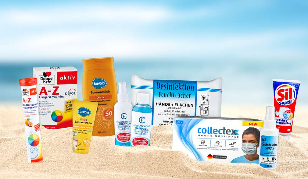 versch. Produkte: Sonnencreme, Vitamine, Mund- und Nasenschutzmasken versch. Produkte: Sonnencreme, Vitamine, Mund- und Nasenschutzmasken