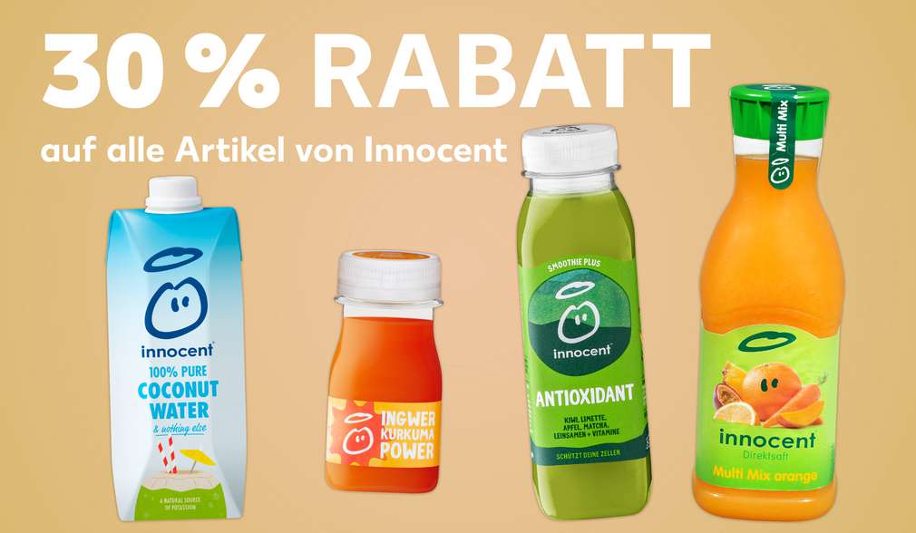 versch. Produkte von Innocent; 30 % Rabatt auf alle Artikel von Innocent versch. Produkte von Innocent; 30 % Rabatt auf alle Artikel von Innocent