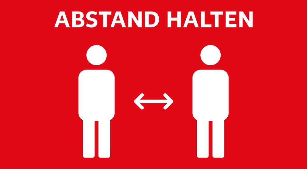 Icon: Zwei Personen, die Abstand voneinander halten Icon: Zwei Personen, die Abstand voneinander halten