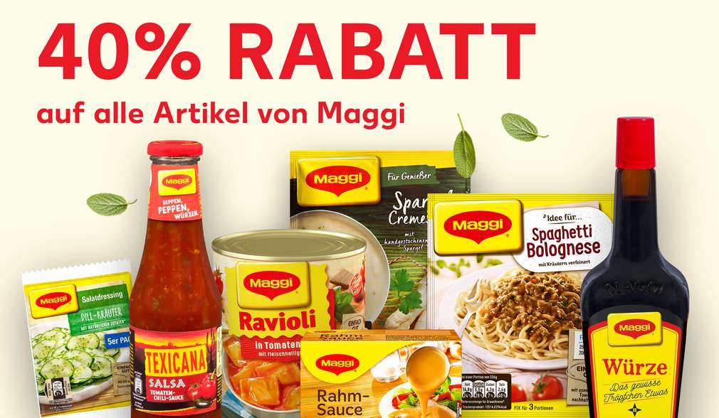 40 Prozent Rabatt auf alle Artikel von Maggi 40 Prozent Rabatt auf alle Artikel von Maggi