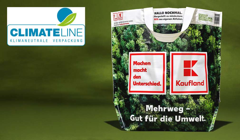 Kaufland-Mehrwegtasche; Logo: Climateline Kaufland-Mehrwegtasche; Logo: Climateline