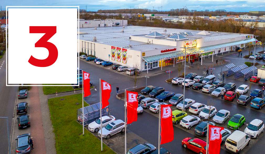 Zahl des Tages 3; Ansicht Kaufland-Markt Zahl des Tages 3; Ansicht Kaufland-Markt