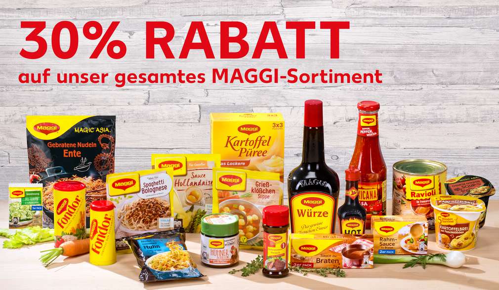 Rabattaktion: 30 Prozent auf MAGGI-Sortiment Rabattaktion: 30 Prozent auf MAGGI-Sortiment