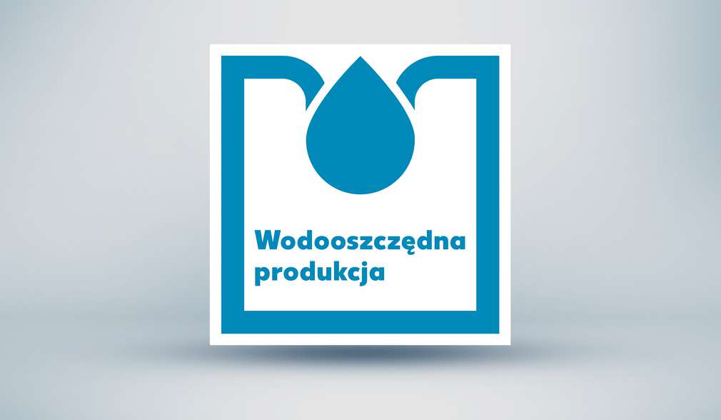 Dowiedz się, jak oszczędzamy wodę Logo "Wodooszczędna produkcja"