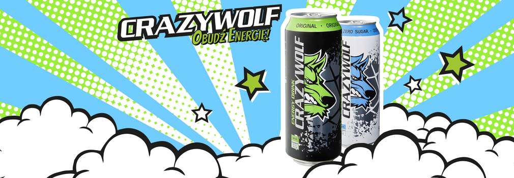 Zdjęcie dwóch puszek Crazy Wolf o smaku Żeń-szeń & Guarana