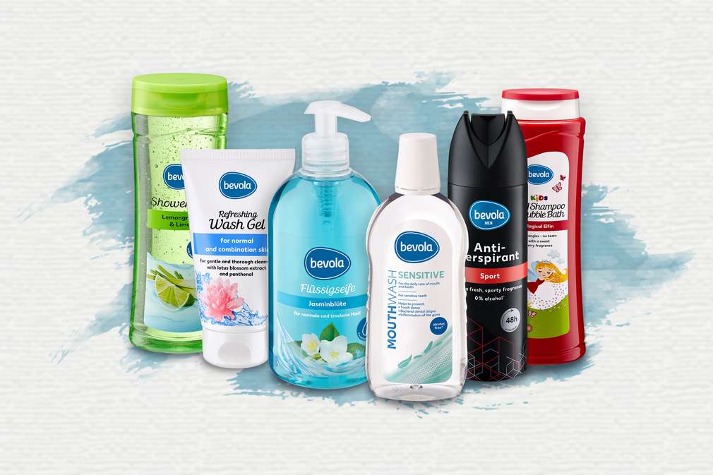 Objavte naše produkty bez mikroplastov Koláž produktov značky bevola bez mikroplastov