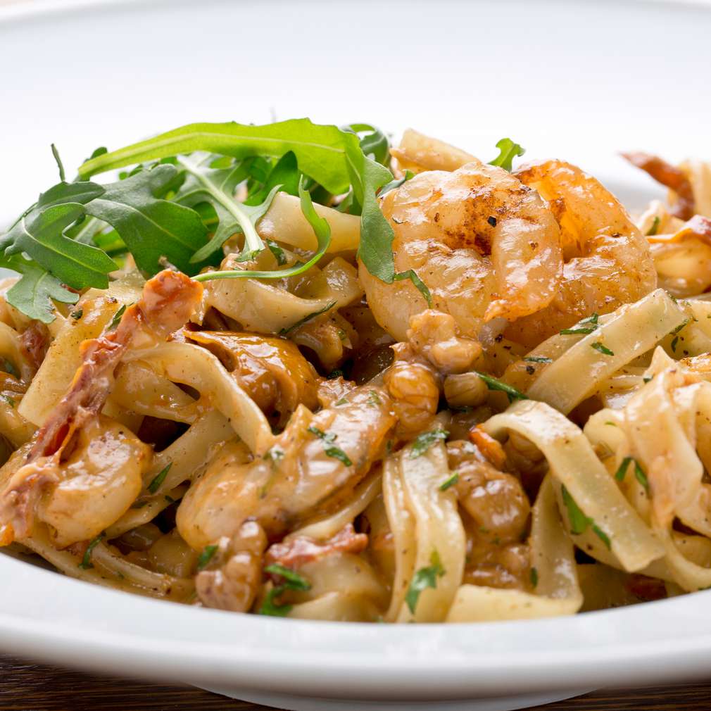 Tagliatelle cu creveți Tagliatelle cu creveți