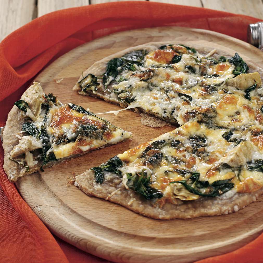 Pizza cu spanac și anghinare Pizza cu spanac și anghinare