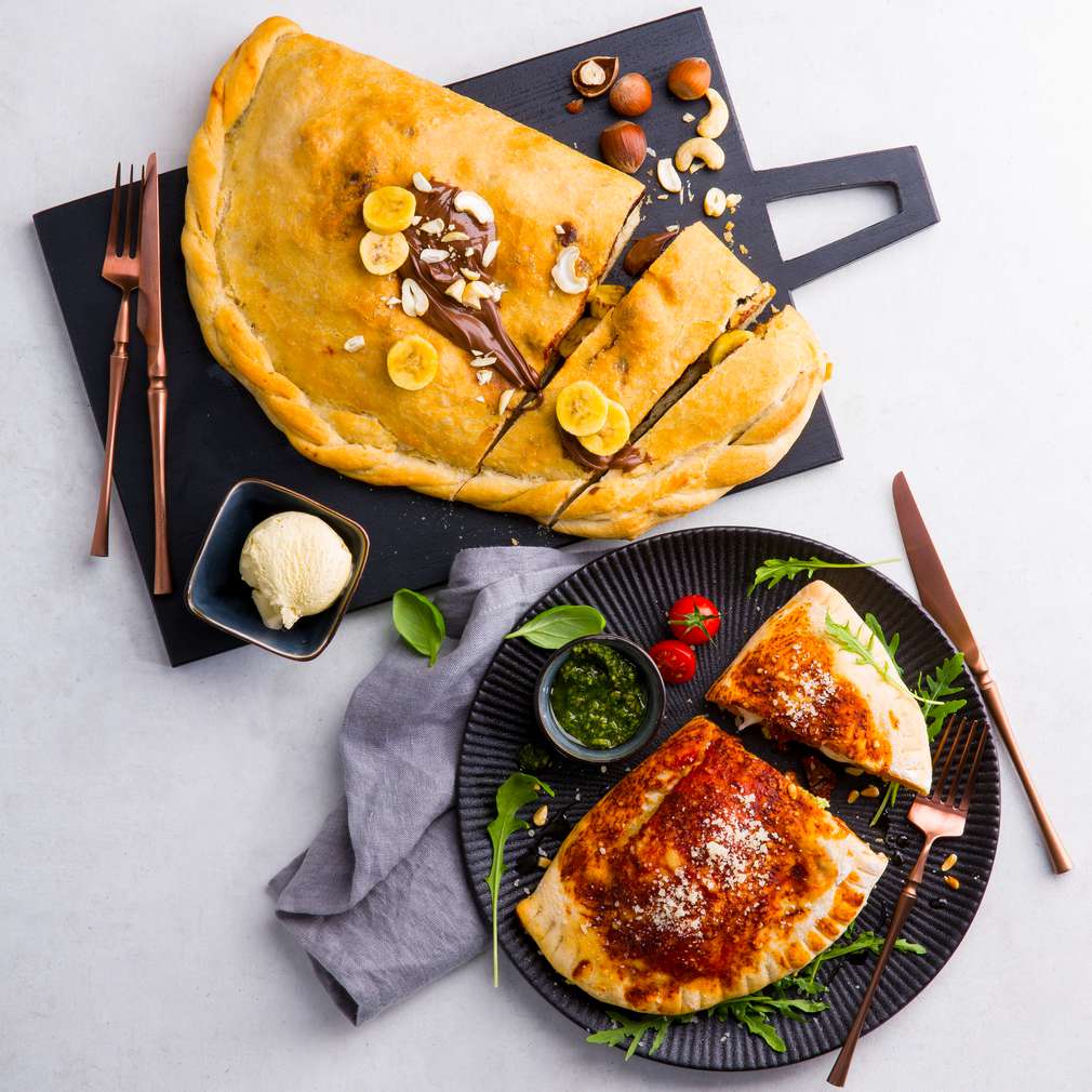 Abbildung des Rezepts Calzone süß (Nocciolata) vs. salzig (Italia) Abbildung des Rezepts Calzone süß (Nocciolata) vs. salzig (Italia)