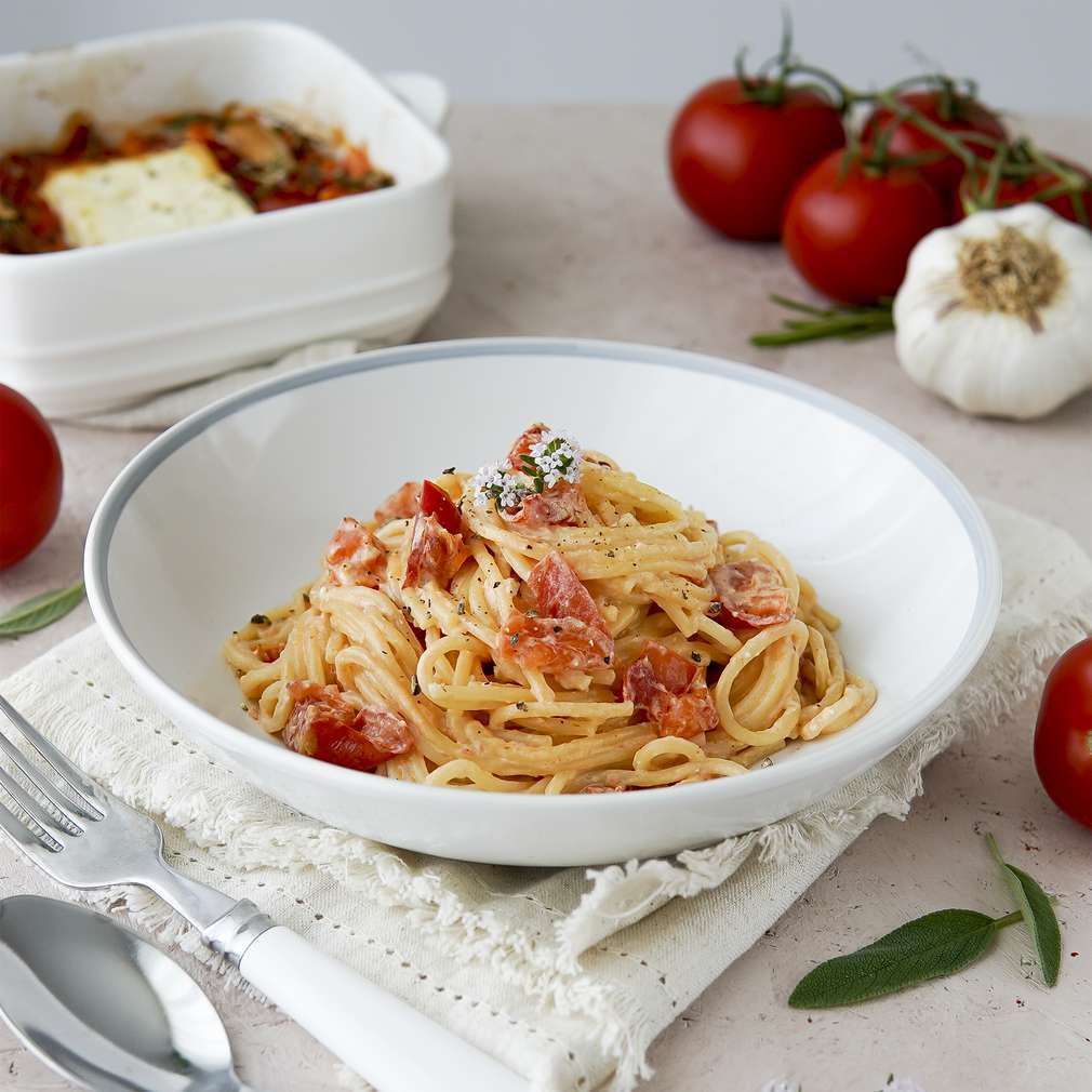 Zobrazenie receptu Cestoviny s pečenou fetou a paradajkami