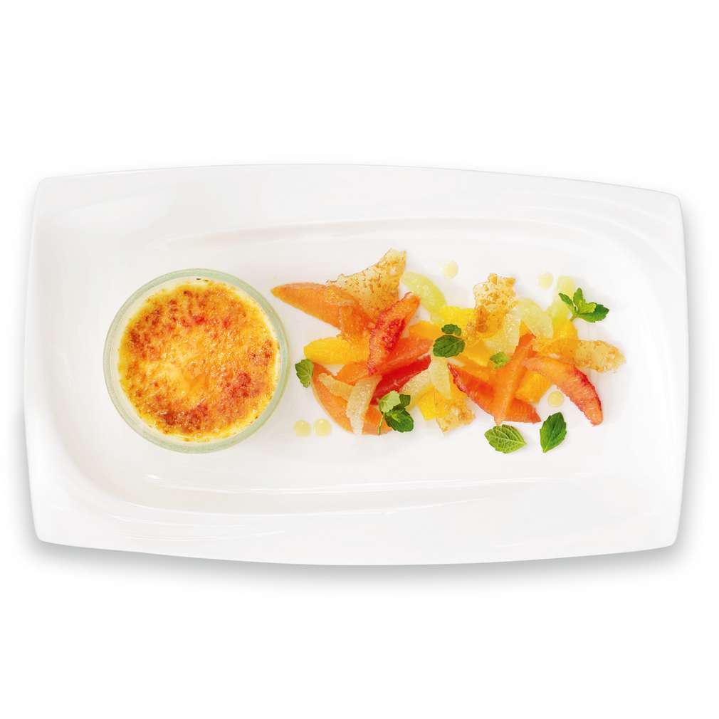 Zdjęcie przepisu Crème brûlée z sałatką cytrusową Zdjęcie przepisu Crème brûlée z sałatką cytrusową