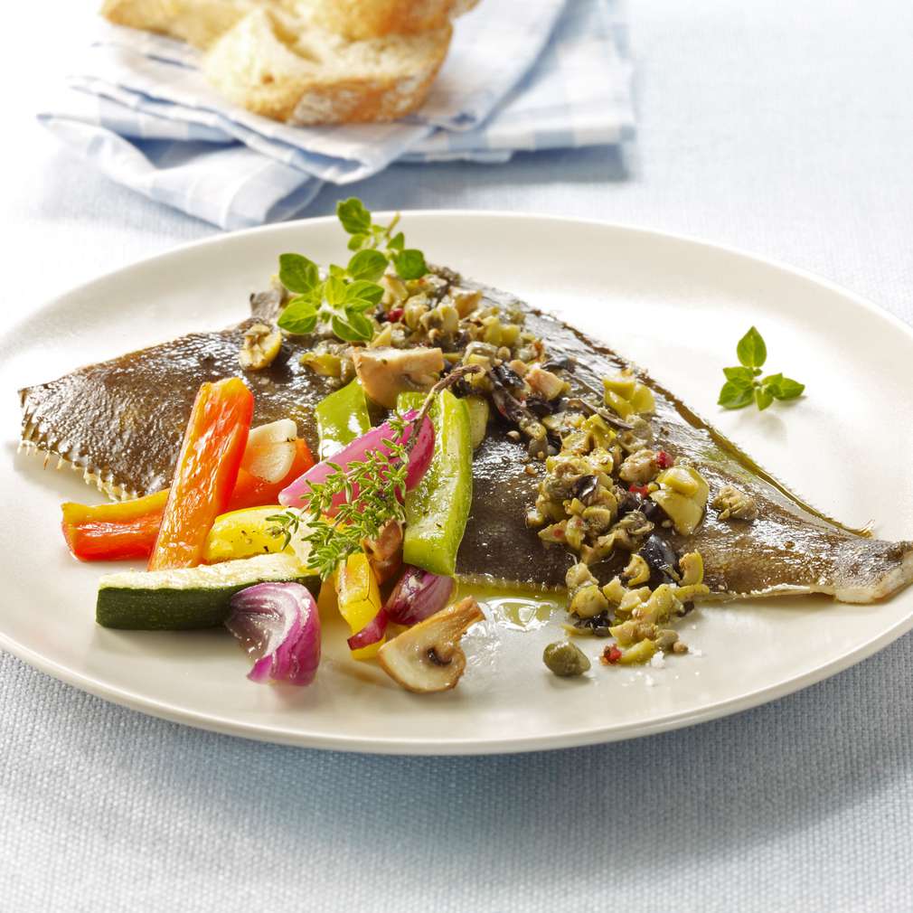 Abbildung des Rezepts Ofenscholle mit Grillgemüse Abbildung des Rezepts Ofenscholle mit Grillgemüse