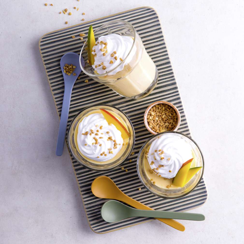 Abbildung des Rezepts Dinkel-Dessert mit Mango und Aprikose Abbildung des Rezepts Dinkel-Dessert mit Mango und Aprikose