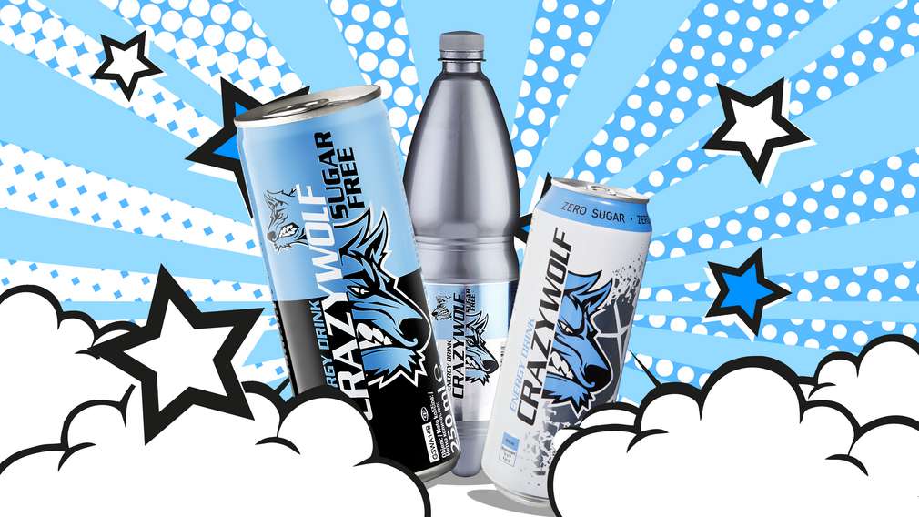 Hol dir den zuckerfreien Energy Kick – mit den Sorten "Classic zuckerfrei" und "Ginseng & Guarana Zero" Abbildung der beiden zuckerfreien Crazy Wolf Sorten "Classic zuckerfrei" und "Ginseng & Guarana Zero"