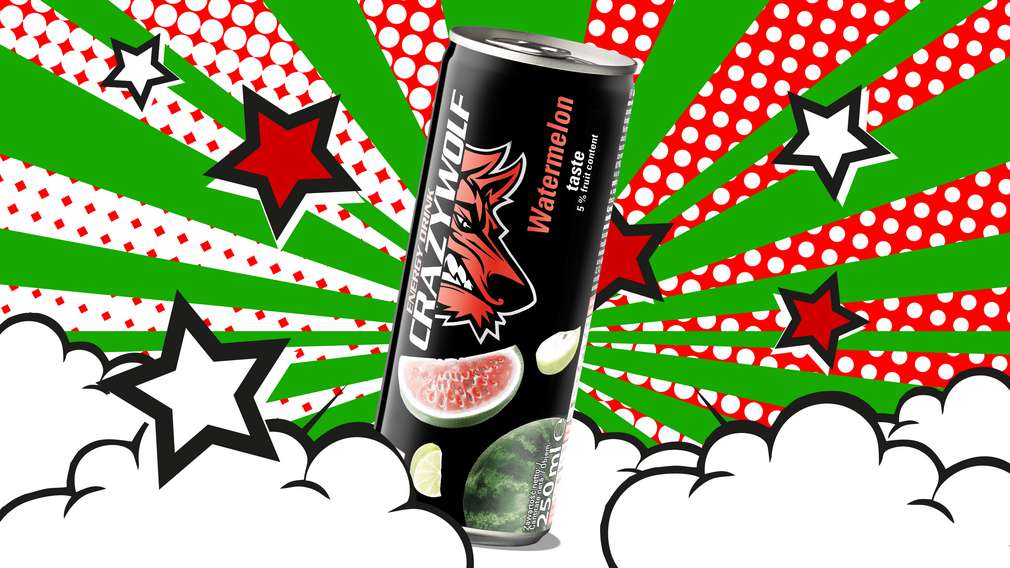 Probiere unseren Crazy Wolf Sorte "Watermelon"! Abbildung einer Crazy Wolf Dose in der Sorte "Watermelon"