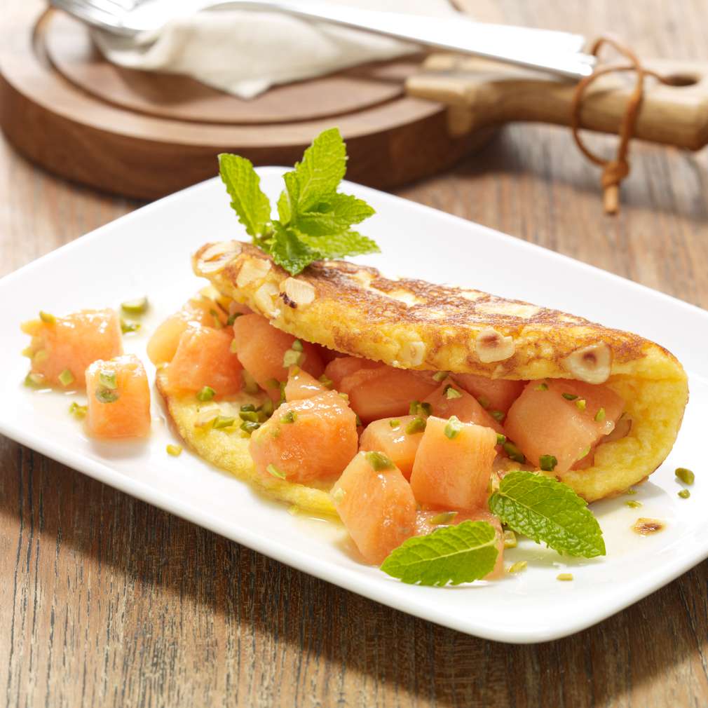 Abbildung des Rezepts Omeletts mit Melonenkompott Abbildung des Rezepts Omeletts mit Melonenkompott