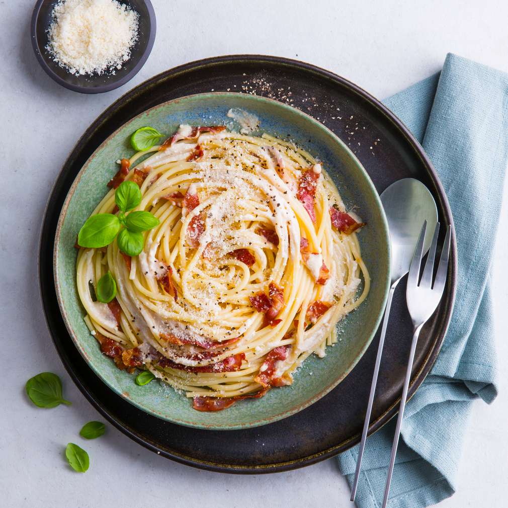 Abbildung des Rezepts Spaghetti mit Pancetta und Ricotta