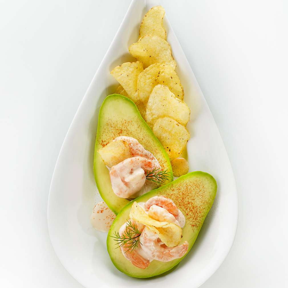 Abbildung des Rezepts Cocktail-Garnelen mit Avocado Abbildung des Rezepts Cocktail-Garnelen mit Avocado