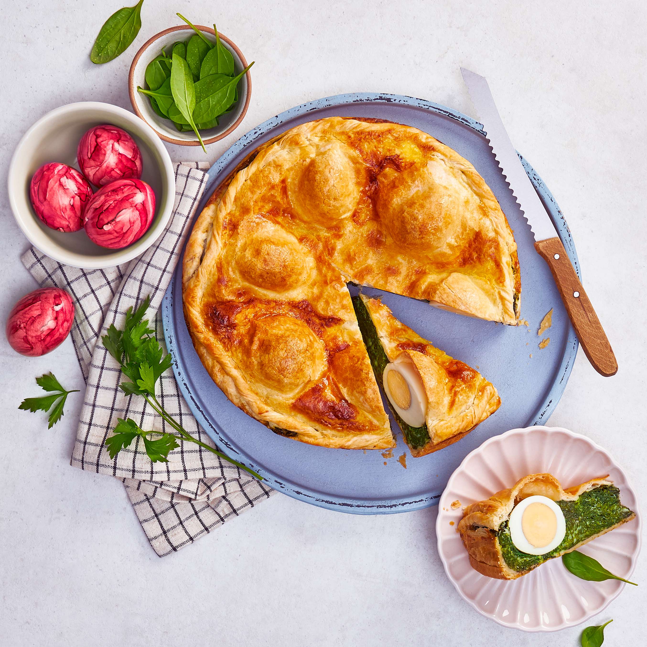 Изобразяване на рецептата Солен пай със спанак и яйца