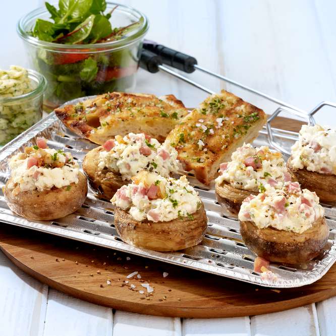 Gegrillte Champignons mit Feta-Frischkäse-Füllung - Rezept | Kaufland