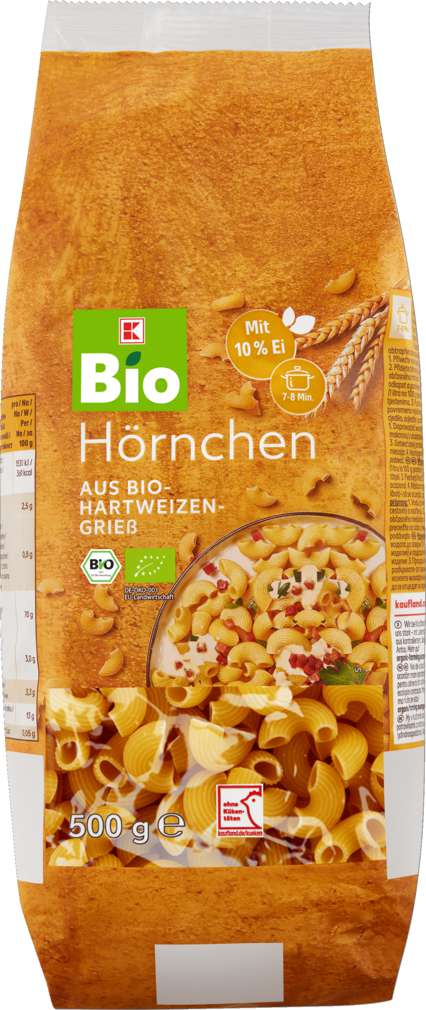 Abbildung des Sortimentsartikels K-Bio Hörnchen mit Ei 500g