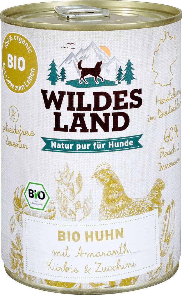 Abbildung des Sortimentsartikels Wildes Land Hundenahrung Bio-Huhn 400g
