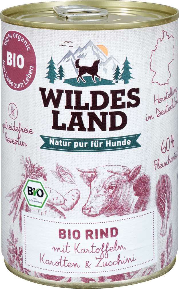 Abbildung des Sortimentsartikels Wildes Land Hundenahrung Bio-Rind 400g
