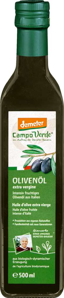 Abbildung des Sortimentsartikels Campo Verde Demeter Olivenöl italienisch 500ml