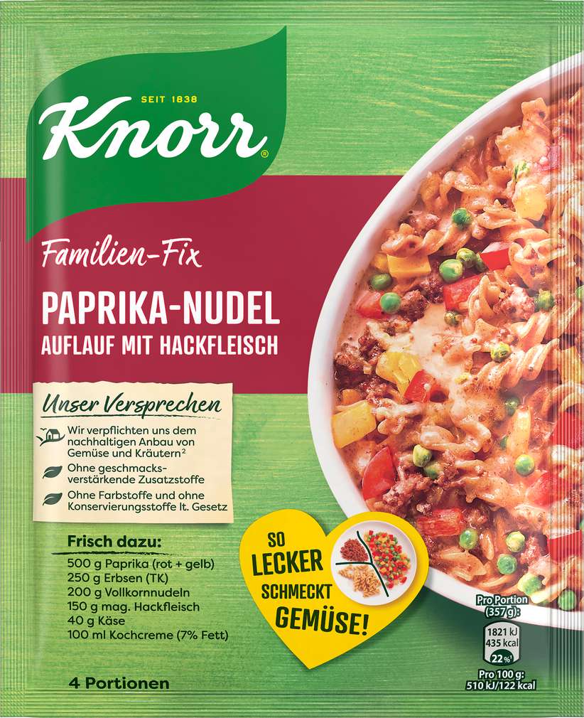 Abbildung des Sortimentsartikels Knorr Fix Paprika Nudel Auflauf mit Hack 68g