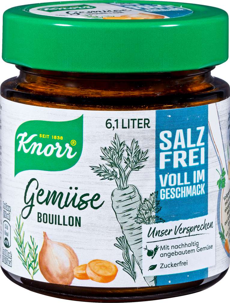 Abbildung des Sortimentsartikels Knorr Gemüse Bouillon salzfrei ergibt 6,1l