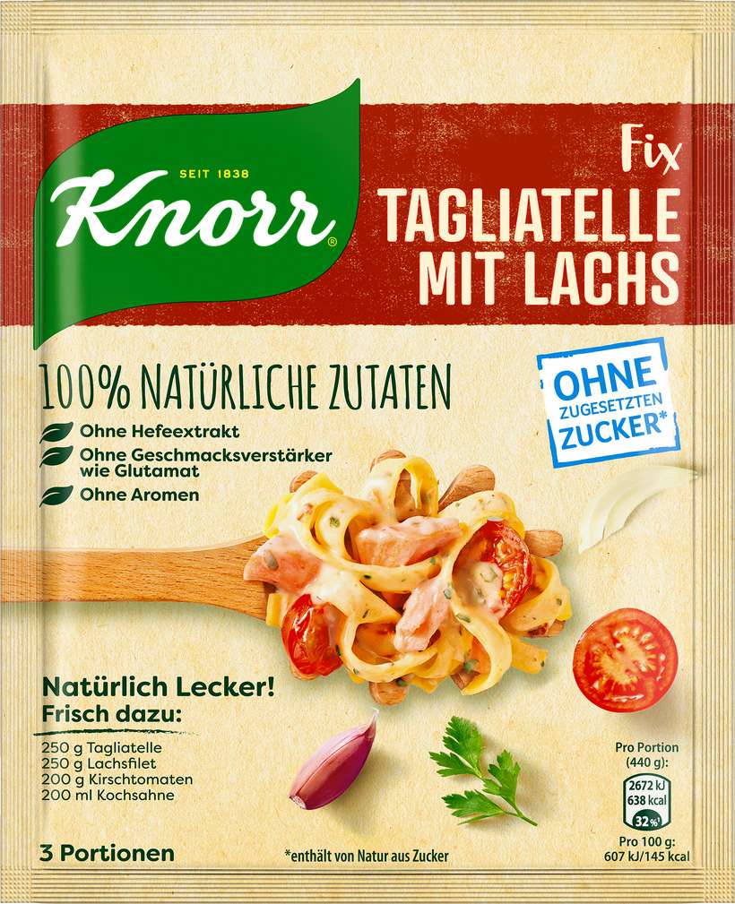 Abbildung des Sortimentsartikels Knorr Fix Natürlich Lecker Tagliatelle-Lachs 36g