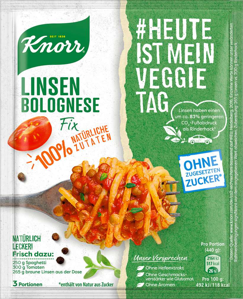 Abbildung des Sortimentsartikels Knorr Fix Natürlich Lecker Linsen Bolognese 43g