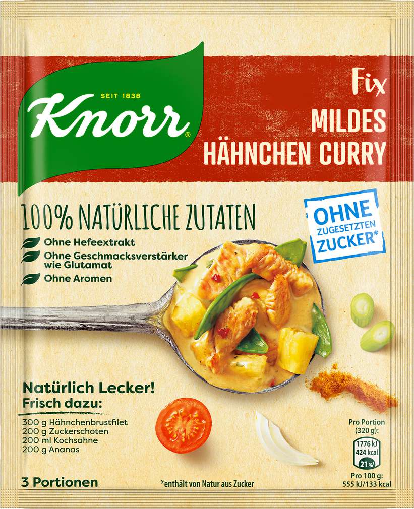Abbildung des Sortimentsartikels Knorr Fix Natürlich Lecker Hähnchen Curry 39g